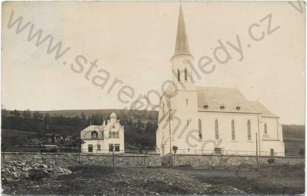  - Stříbrná (Silberbach) - kostel, fara, Sokolov 