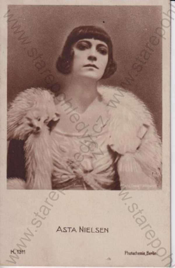  - Asta Nielsen, herečka, ateliérová fotografie, portrét, Photochemie - Berlin