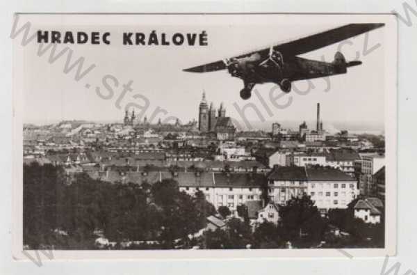  - Hradec Králové, celkový pohled, letadlo, Grafo Čuda Holice