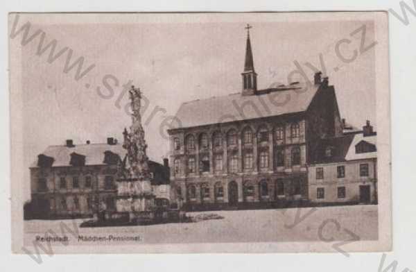  - Zákupy (Reichstadt) - Česká Lípa, náměstí, socha, pensionát