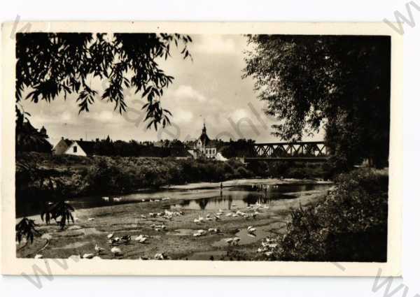  - Pohořelice, Brno-venkov, ORBIS, částečný záběr města, most