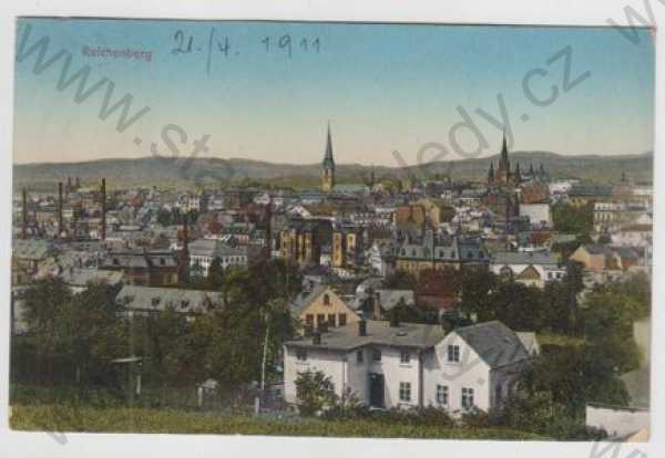  - Liberec (Reichenberg), částečný záběr města, kolorovaná