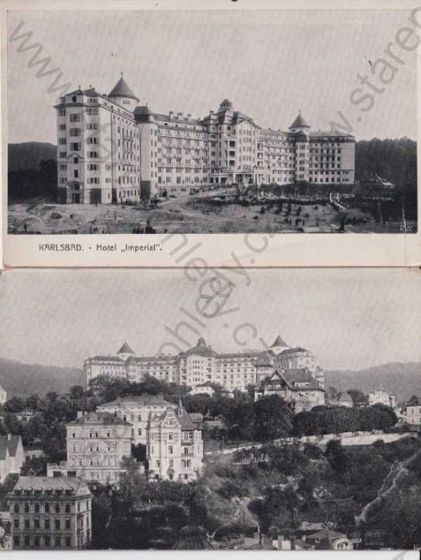  - 2x pohlednice: Karlovy Vary - Karlsbad, hotel Imperial