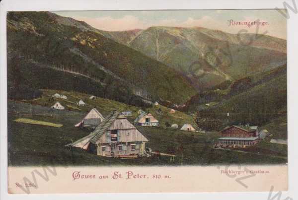  - Trutnov  Krkonoše Svatý Petr (St. Peter) - celkový pohled, hostinec Buchberg, kolorovaná