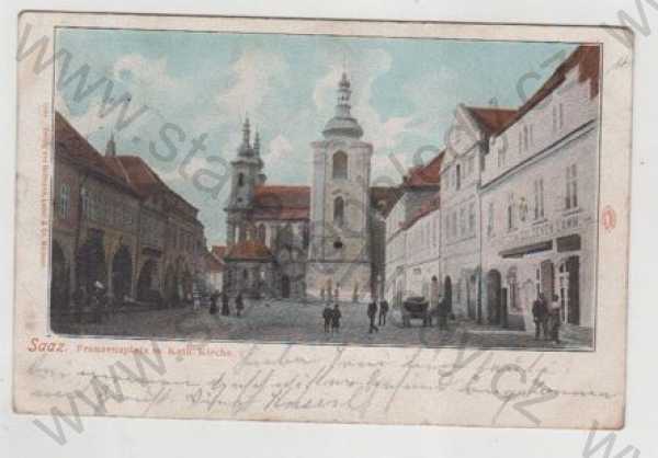  - Žatec (Saaz) - Louny, kostel, kolorovaná, DA