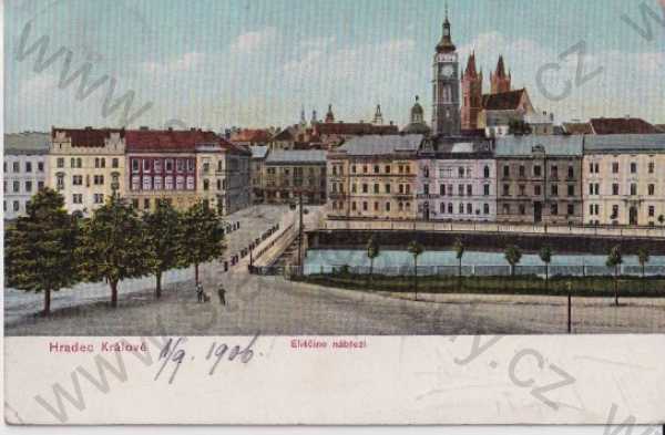  - Hradec Králové, Eliščino nábřeží, litografie, kolorovaná