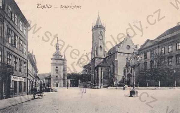  - Teplice - Teplitz (Teplice), náměstí, kostel, Schlossplatz