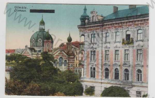  - Olomouc (Olmütz), synagoga, částečný záběr města, kolorovaná