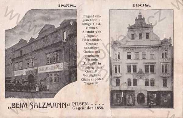  - Plzeň, Pilsen, domy, hotel, pivnice, Salzmann