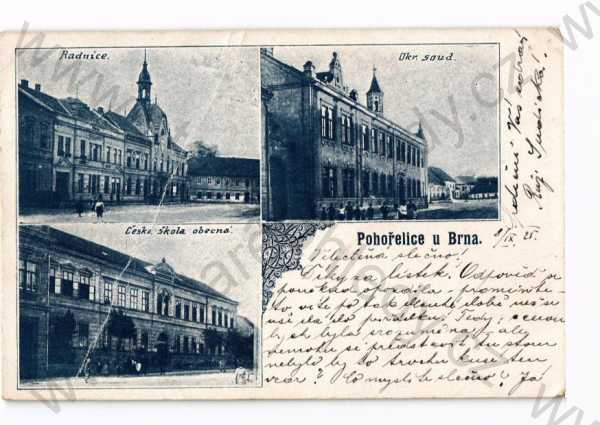  - Pohořelice, Brno- venkov, více záběrů, soud, škola, radnice