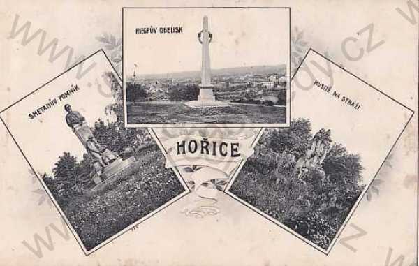  - Hořice, Jičín, více záběrů, Husité na stráži, Smetanův pomník, Riegrův obelisk