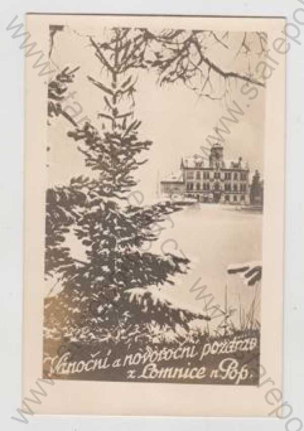  - Lomnice nad Popelkou (Semily), radnice, Vánoce, sníh, zimní