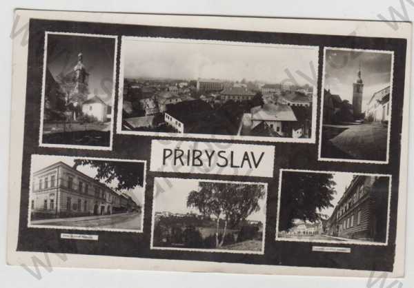  - Přibyslav (Havlíčkův Brod), více záběrů, kostel, celkový pohled, věž, pohled ulicí