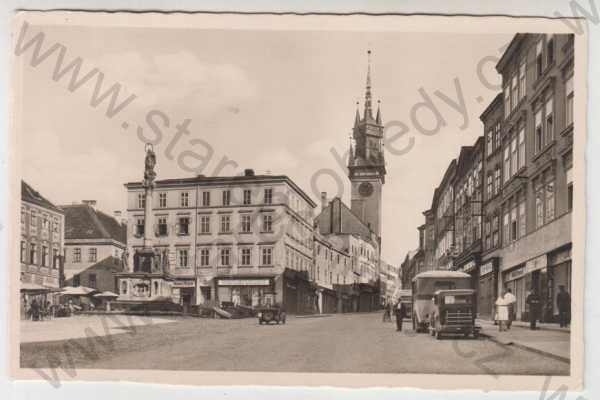  - Znojmo (Znaim), náměstí, automobil, autobus