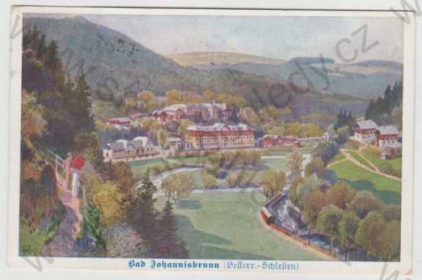  - Jánské Koupele (Bad Johannisbrunn) - Opava, částečný záběr města, kolorovaná