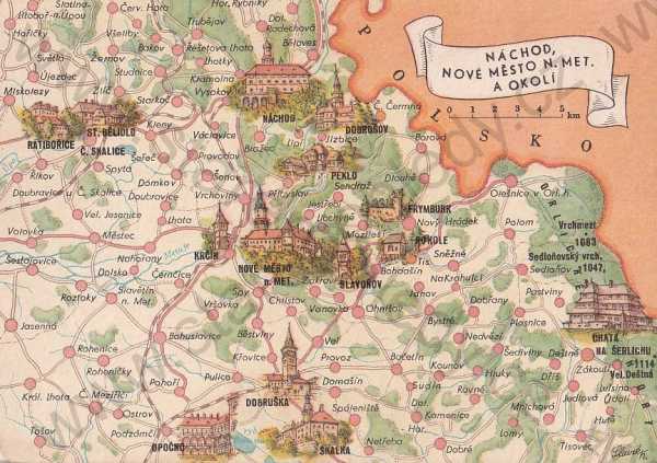  - Náchod Nové Město nad Metují a okolí Putování po Československu cyklus map s vyobrazením památek