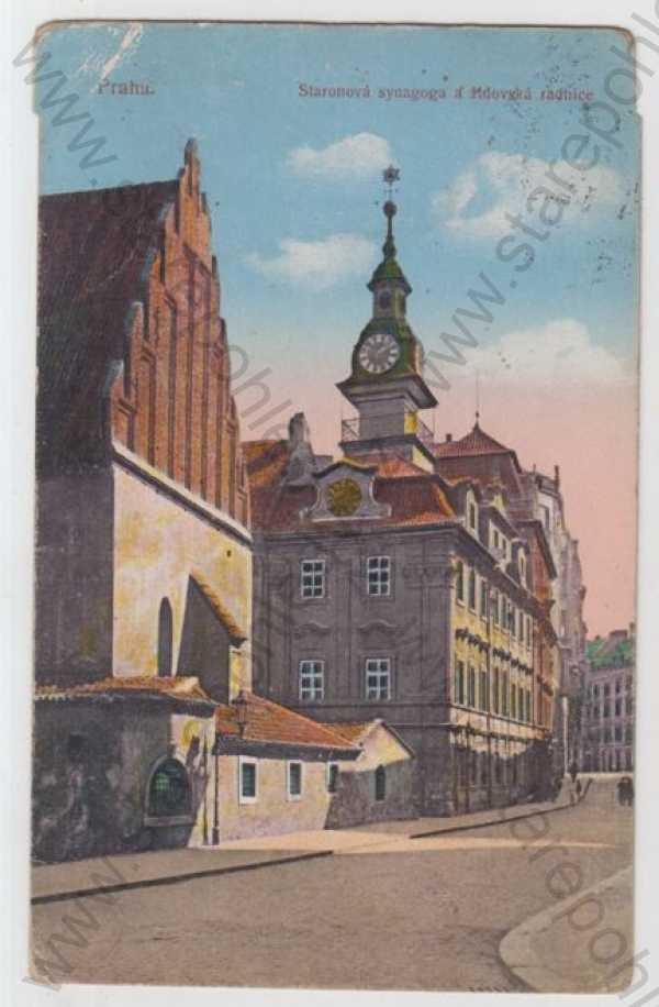  - Praha 1, synagoga, radnice, kolorovaná