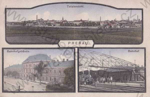  - Přerov Prerau, barevná, celkový pohled, nádraží