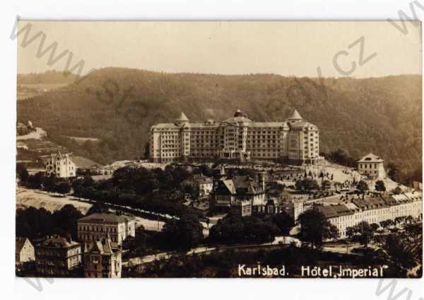  - Karlovy Vary, částečný záběr města, hotel, real foto