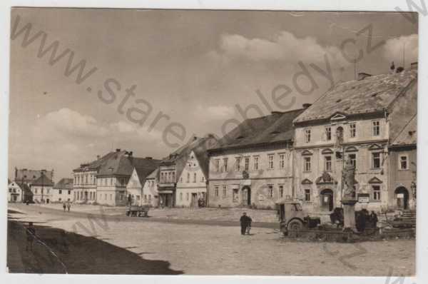  - Bor u Tachova (Tachov), náměstí, kůň, povoz