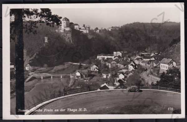  - Vranov nad Dyjí (Frain), Znojmo, zámek, řeka, most, pohled na město z výšky