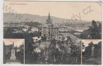  - Teplice (Teplitz), více záběrů, celkový pohled, pomník