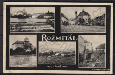  - Rožmitál pod Třemšínem (Příbram), více záběrů, celkový pohled, kostel, náměstí, řeka, splav
