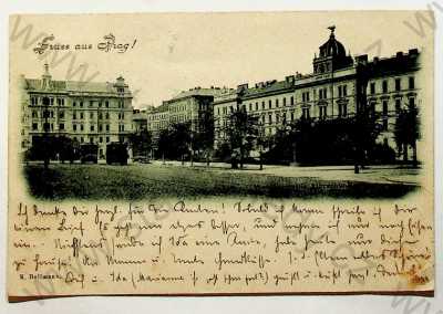  - Praha - Smíchov, Albrechtovy kasárny, AUTO, litografie, DA, foto Bellmann