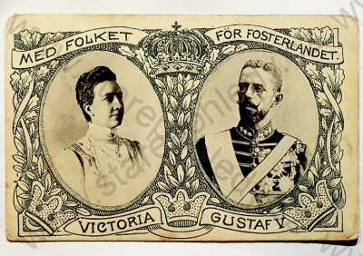  - Osobnosti - král Gustav V. Švédský a jeho žena Viktorie Bádenská, portréty