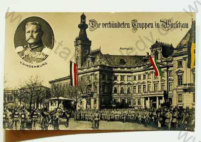  - Polsko - Warschau (Varšava) - spojenecké skupiny, náměstí, radnice, koláž Hindenburg