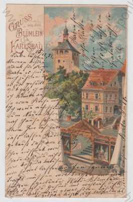  - Karlovy Vary (Karlsbad), Blümlein, kolorovaná, DA