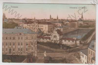  - Opava (Troppau), kluziště, pavillon, částečný záběr města, kolorovaná