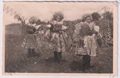 - Vlčnov (Uherské Hradiště), moravské narodní kroje, dívky, kroj, foto J.Švec, vroubkovaný okraj