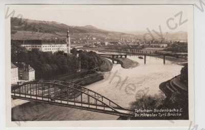  - Děšín (Tetschen - Bodenbach), Most Miroslava Tyrše, řeka, zámek, částečný záběr města