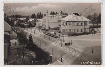  - Lázně Bělohrad (Jičín), částečný záběr města, sníh, zimní