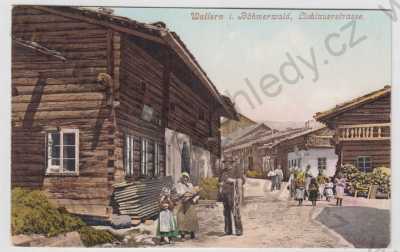  - Volary (Wallern) - Prachatice, pohled ulicí, kolorovaná