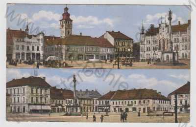  - Nový Bydžov (Hradec Králové), více záběrů, náměstí, kolorovaná