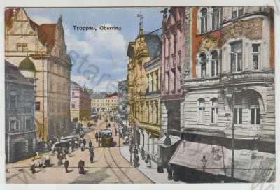  - Opava (Troppau), Oberring, Horní náměstí, barevná, tramvaj