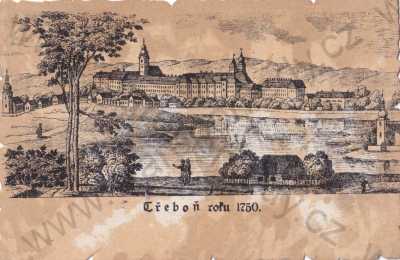  - Třeboň Jindřichův Hradec veduta rok 1750, kresba