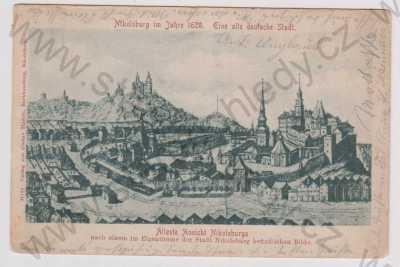  - Mikulov (Nikolsburg) - Břeclav, celkový pohled, historická - 1628, DA