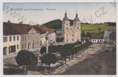  - Bystřice nad Pernštejnem (Žďár nad Sázavou), náměstí, kostel, kolorovaná