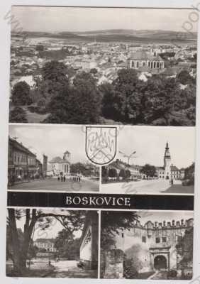  - Boskovice (Blansko), více záběrů, celkový pohled, náměstí, zámek, radnice, erb, znak, hrad, zřícenina, cimbuří