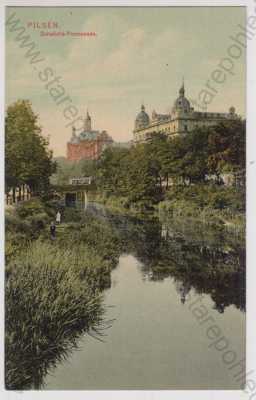  - Plzeň (Pilsen), Šafaříkova promenáda, kolorovaná