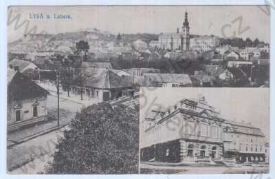  - Lysá nad Labem (Nymburk), více záběrů, celkový pohled, pohled na město z výšky, divadlo