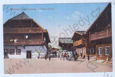  - Volary (Wallern), Prachatice, barevná, kolorovaná, pohled ulicí, foto J.Seidel