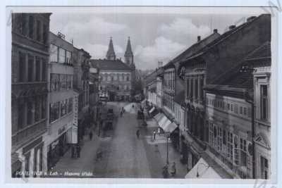  - Roudnice nad Labem (Litoměřice), Husova třída, kostel, obchod, bicykl, automobil