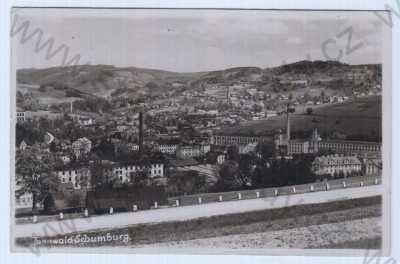  - Šumburk nad Desnou-část města Tanvald,  (Tannwald-Schumburg), Jablonec nad Nisou, celkový pohled, pohled na město z výšky