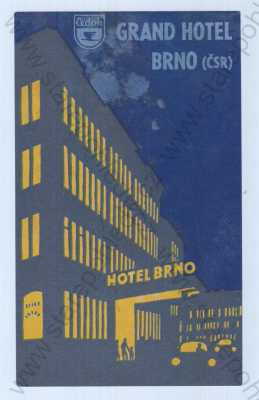  - Brno, hotel Grand, barevná, automobil, není pohled