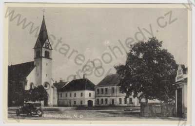  - Rapšach (Rottenschachen) - Jindřichův Hradec, náměstí, kostel, automobil