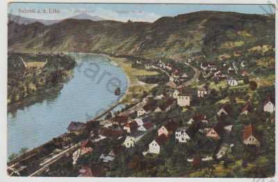  - Dolní Zálezly (Salesel a. Elbe) - Děčín, celkový pohled, kolorovaná